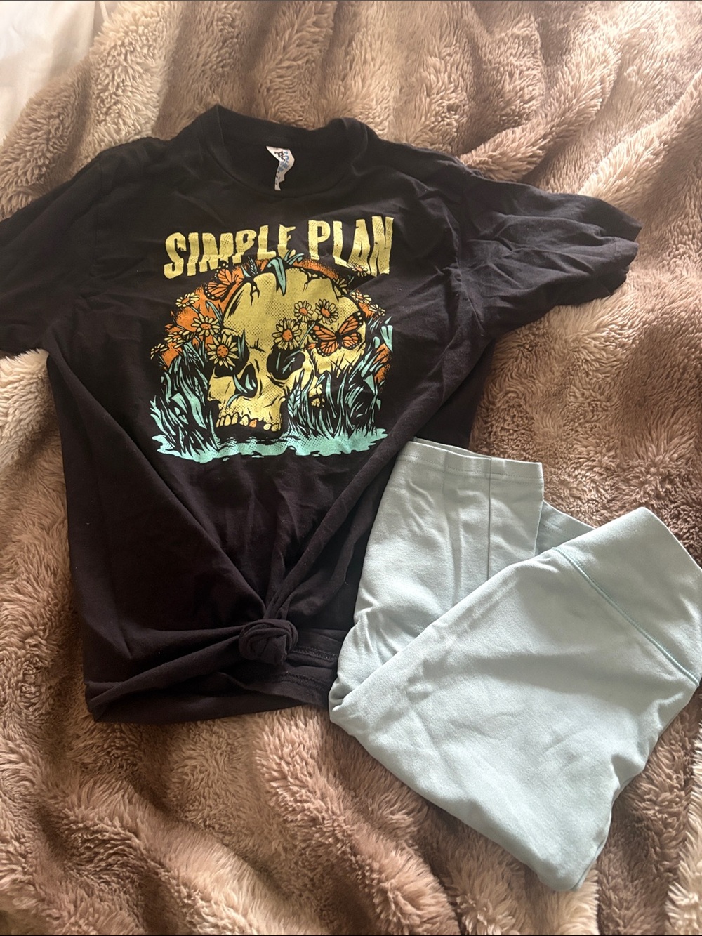 Simple Plan Black Graphic Band Tee with Yellow Skull